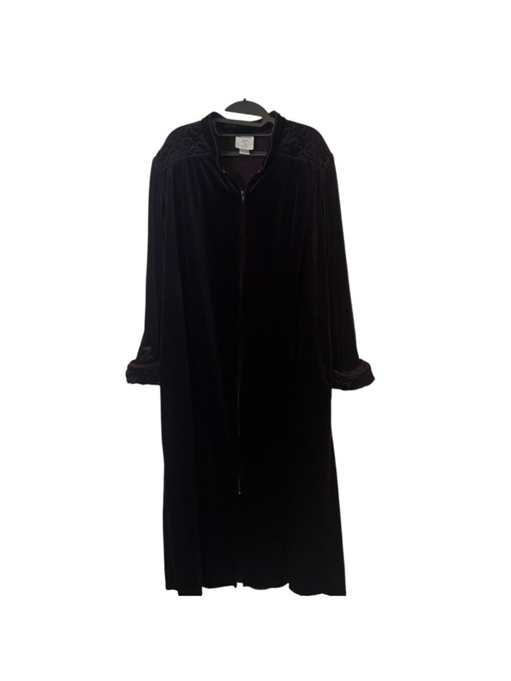 Womens Robe XL Full Zip Long Kimberly Gale Faux Velvet Dark Purple Winter Warm